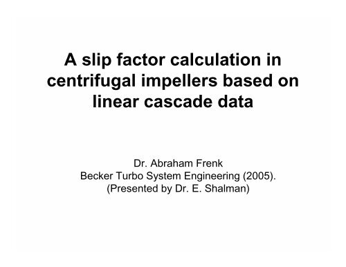 A slip factor calculation in centrifugal impellers based on linear ...
