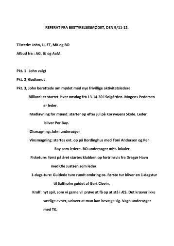 REFERAT FRA BESTYRELSESMØDET, DEN 9/11 ... - Ældre Sagen