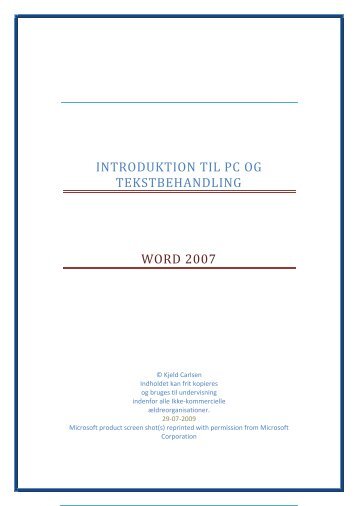 Introduktion til Pc og Tekstbehandling
