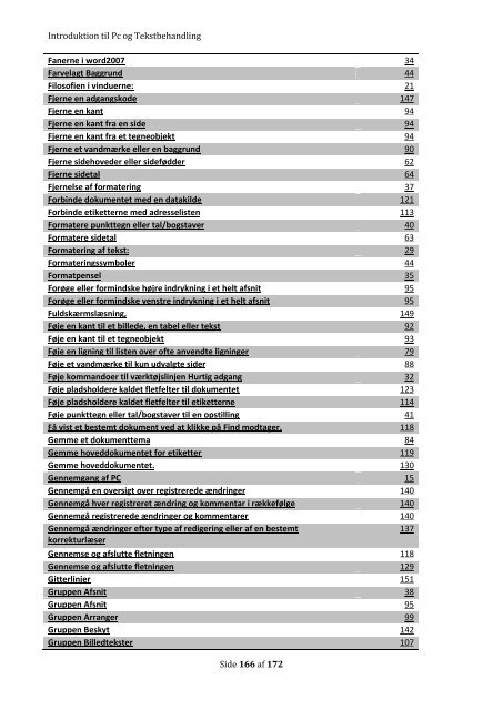 Introduktion til Pc og Tekstbehandling