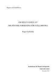 om relevansen av miljöetisk forskning för fjällmistra - Stockholms ...