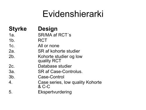 Vurdering af systematiske oversigtsartikler og kliniske guidelines