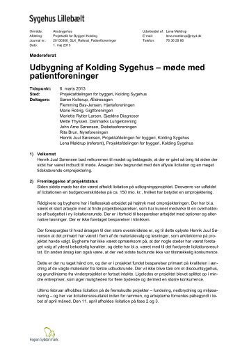 Udbygning af Kolding Sygehus – møde med patientforeninger