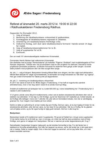 se referat fra årsmødet her! - Ældre Sagen