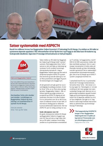 Satser systematisk med ASPECT4 - EG Norge AS