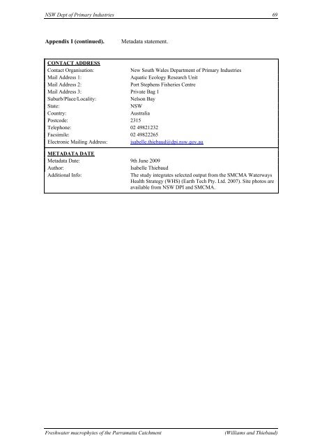 The freshwater macrophytes of - Fisheries Reports