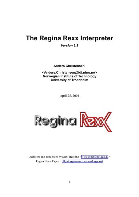 regina rexx documentation