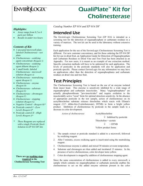 QualiPlate™ Kit for Cholinesterase - EnviroLogix