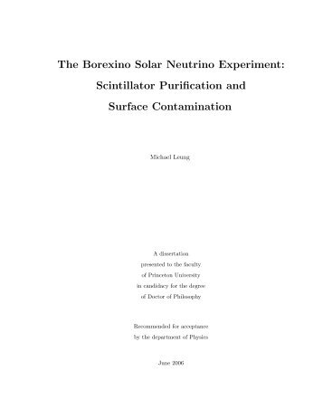 Scintillator Purification and Surface Contamination - Borexino - Infn