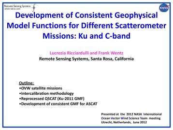 Development of Consistent Geophysical Model Functions for ...