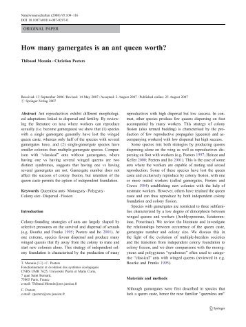 How many gamergates is an ant queen worth? - ResearchGate