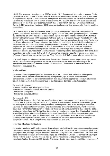 rapport d'auto-Žvaluation - Ecologie & Evolution - Université Pierre ...