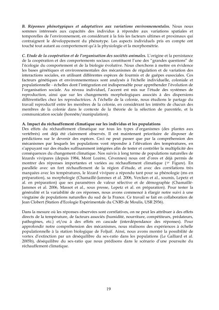 Rapport Scientifique UMR 7625 - Ecologie & Evolution - Université ...