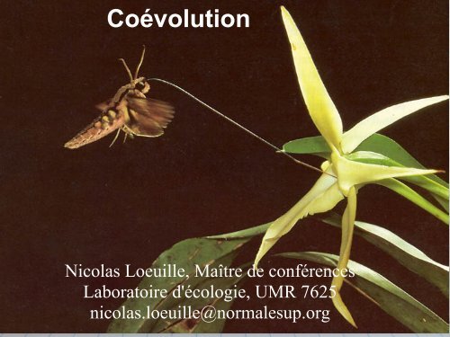 LV358 coevolution - Laboratoire Ecologie & Evolution