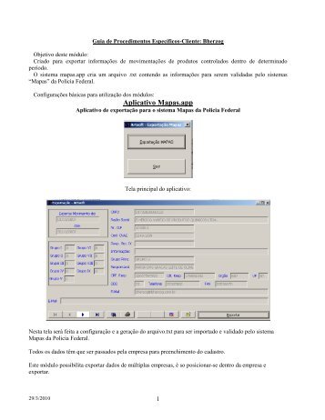 Aplicativo de exportação para o sistema Mapas da Policia Federal