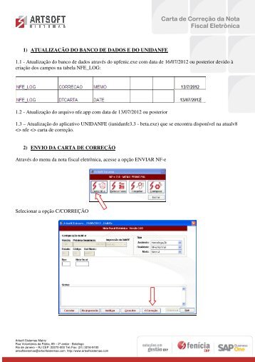 Carta de Correção da Nota Fiscal Eletrônica - Portal - Artsoft Sistemas