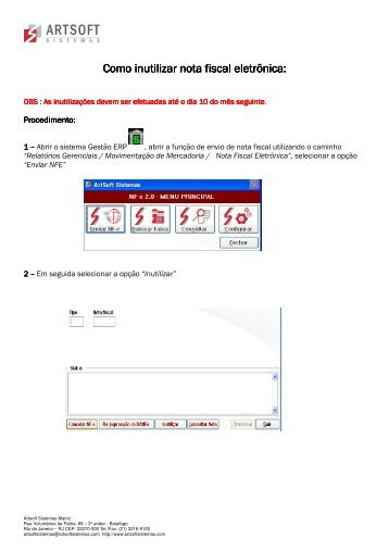 Como inutilizar NFe - Portal - Artsoft Sistemas