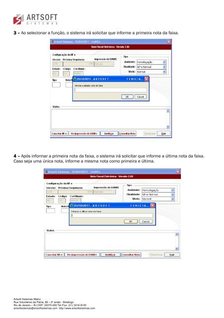 Como inutilizar NFe - Portal - Artsoft Sistemas