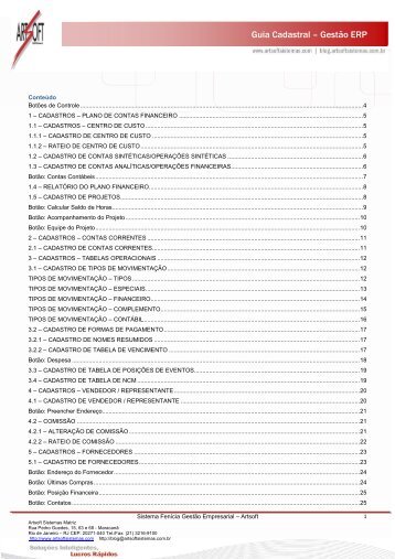 Guia Cadastral – Gestão ERP - Portal - Artsoft Sistemas