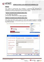 módulo para lançamento de importação - Portal - Artsoft Sistemas
