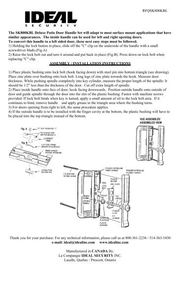 Instructions d'installation (PDF) - Ideal Security Inc.