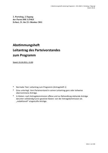 2011-10-20 Abstimmungsheft Leitantrag - Die Linke