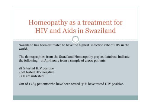 SHP Homeopathy as a treatment for HIV and Aids Session 1