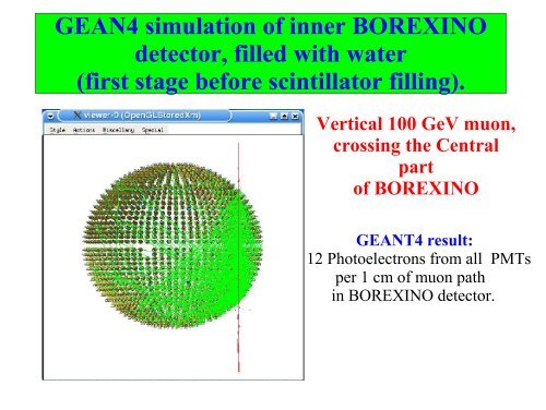 GEANT4 simulation of BOREXINO Solar Neutrino Detector.