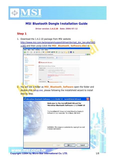 MSI Bluetooth Dongle Installation Guide