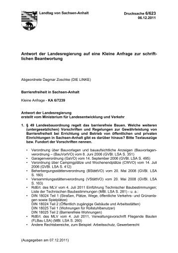 Antwort der Landesregierung auf eine Kleine Anfrage ... - Die Linke