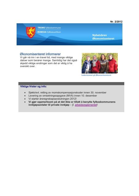 Nyhetsbrev 2 2012 - Ansatte - Troms fylkeskommune