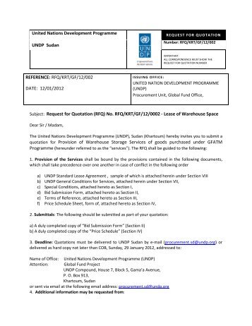 RFQ - UNDP Sudan Intranet - United Nations Development ...