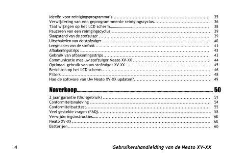 Robotstofzuiger Neato XV-15™ / Neato XV-25™ Handleiding - Fonq.nl