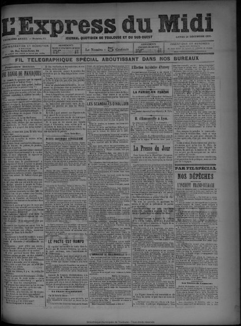 21 décembre 1891 - Bibliothèque de Toulouse