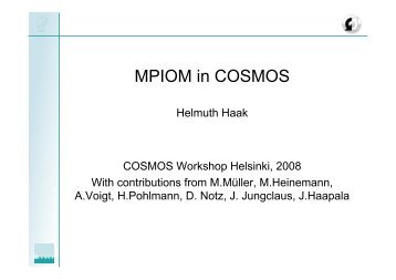 MPI-OM in COSMOS