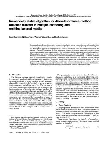 Numerically stable algorithm for discrete-ordinate-method radiative ...