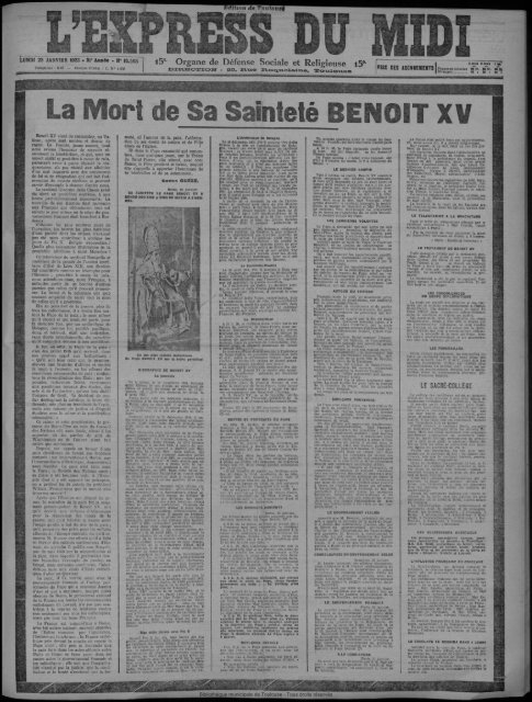 23 janvier 1922 - Bibliothèque de Toulouse