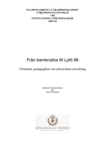 Från barnkrubba till Lpfö 98 - BADA - Högskolan i Borås