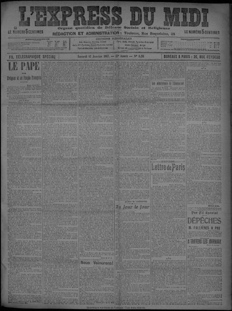 12 Janvier 1907 - Bibliothèque de Toulouse