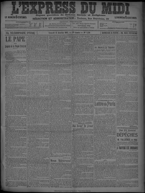 12 Janvier 1907 - Bibliothèque de Toulouse