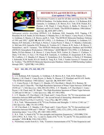 REFERENCES and SOURCES for HITRAN - MODIS Atmosphere ...