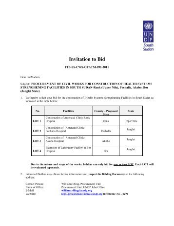 Invitation to Bid - UNDP Sudan Intranet