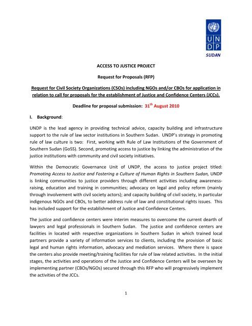 Request for Civil Society Organizations (CSOs) - UNDP Sudan Intranet
