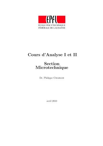 Cours d'Analyse I et II