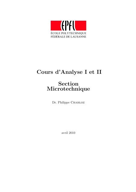 Cours d'Analyse I et II