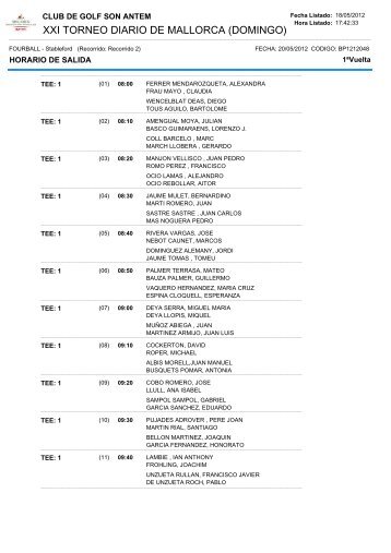 Lista de salida domingo 20 de mayo - Diariodemallorca - Diario de ...