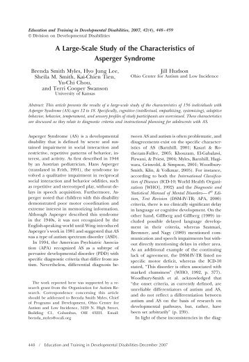 A Large-Scale Study of the Characteristics of Asperger Syndrome