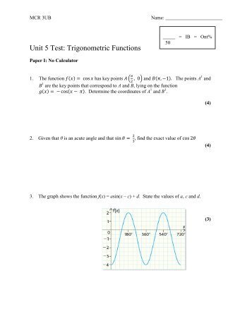 Unit 5 Test: Trigonometric Functions