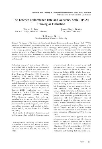 The Teacher Performance Rate and Accuracy Scale (TPRA ...