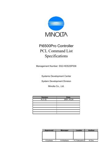 PCL Command List Specifications